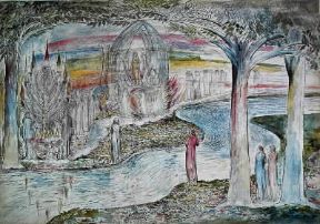 William Blake . Beatrice sul Carro del Cielo, Matilde e Dante, illustrazioni all'acquerello per la Divina Commedia (Londra Tate Gallery).De Agostini Picture Library/ A.C.Cooper