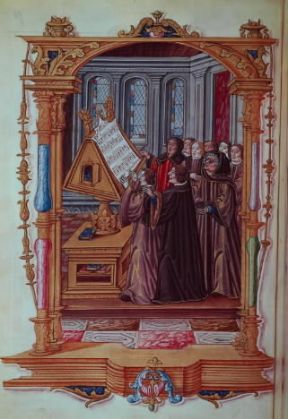 Belgio. Il compositore fiammingo Johannes Ockeghem in una miniatura tratta dal Recueil des Chants Royaux (sec. XVI; Parigi, BibliothÃ¨que Nationale).Parigi, BibliothÃ¨que Nationale