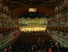 Gabriele Bella. Pranzo al teatro San Beneto in onore dei Duchi del Nord (Venezia, Pinacoteca Querini Stampalia).De Agostini Picture Library/A. Dagli Orti