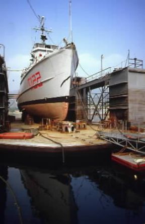 Dragamine in un bacino di carenaggio nel porto di La Spezia.De Agostini Picture Library/G. A. Rossi