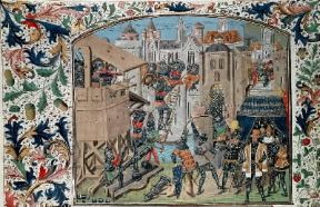 Guerra delle Due Rose . La presa di Ridobane in una miniatura del sec. XV (Londra, British Museum).Londra, British Museum