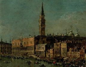 Italia . Particolare de Il ritorno del Bucintoro di F. Guardi (Copenaghen, Statens Museum).Copenaghen Statens Museum
