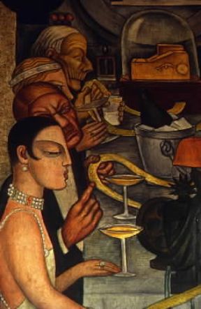 Messico. Particolare del Banchetto di Wall Street di D. Rivera, affresco del Palazzo dell'Educazione di CittÃ  di Messico.De Agostini Picture Library/M. Seemuller