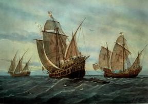 Cristoforo Colombo. La NiÃ±a, la Pinta e la Santa MarÃ­a.De Agostini Picture Library / G. Dagli Orti