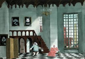 Falstaff. Bozzetto (1955) di sir Lancaster Osbert per una scena dell'opera verdiana.A. Osbert