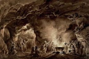 Giuseppe Verdi. Un acquarello raffigurante L'antro delle streghe del Macbeth.De Agostini Picture Library/G. Cigolini