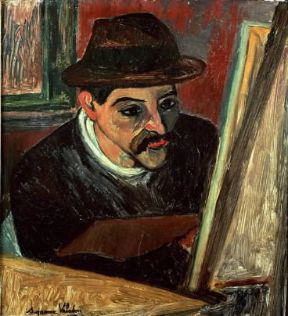 Maurice Utrillo. Utrillo davanti al suo cavalletto di S. Valadon (Parigi, MusÃ©e National d'Art Moderne).De Agostini Picture Library/G. Dagli Orti