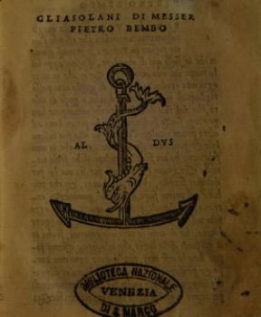 Pietro Bembo . Frontespizio dell'edizione aldina dell'opera Asolani (Venezia, Biblioteca Nazionale Marciana).De Agostini Picture Library/A. Dagli Orti