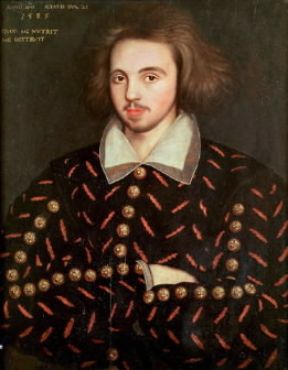 Christopher Marlowe in un presunto ritratto del 1585 (Cambridge, Masters & Fellows of Corpus Christi College).Cambridge, Masters & Fellows of Corpus Christi College