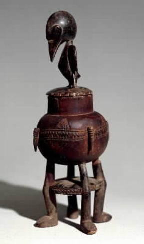 Costa d'Avorio. Vaso per unguenti sormontato da un calao.De Agostini Picture Library / G. Dagli Orti