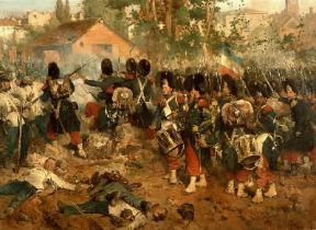 Risorgimento. Un episodio de La battaglia di Magenta in un dipinto di G. Induno (Milano, Museo del Risorgimento).De Agostini Picture Library/M. Carrieri