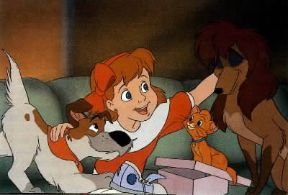 Cinema d'animazione. Fotogramma di Oliver e Company di G. Scribner.Walt Disney