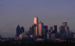 America. Tramonto sulla cittÃ  texana di Dallas.De Agostini Picture Library/S. Gutierrez