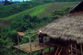 Thailandia. Una abitazione Akha nell'interno del Paese.De Agostini Picture Library/C. Sappa