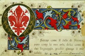Cartolina degli inizi del Novecento con lo stemma di Firenze (Milano, Civica Raccolta Stampe A. Bertarelli).De Agostini Picture Library/A. Dagli Orti