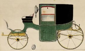 Carrozza italiana del sec. XIX (Milano, Civica Raccolta Stampe A. Bertarelli).Milano, Civica Raccolta Stampe A. Bertarelli