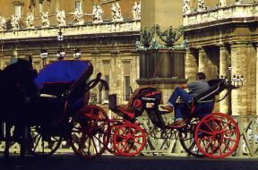 Carrozzella. Carrozzelle in piazza S. Pietro a Roma.De Agostini Picture Library/G. Berengo Gardin