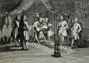Massoneria. L'assemblea per l'accettazione dei Maestri in un'incisione del sec. XVIII (Parigi, BibliothÃ¨que des Arts DÃ©coratifs).De Agostini Picture Library/G. Dagli Orti