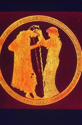 Pittore di Brygos. Fondo interno di una kÃ½lix (WÃ¼rzburg, Martin von Wagner Museum). De Agostini Picture Library