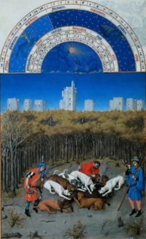 Allegoria. Rappresentazione allegorica del mese di Dicembre in una miniatura del sec. XV (Chantilly, MusÃ©e CondÃ©).De Agostini Picture Library