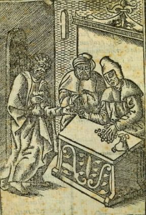 Banca del sec. XVI in una xilografia (Milano, Civica Raccolta Stampe A.Bertarelli).De Agostini Picture Library