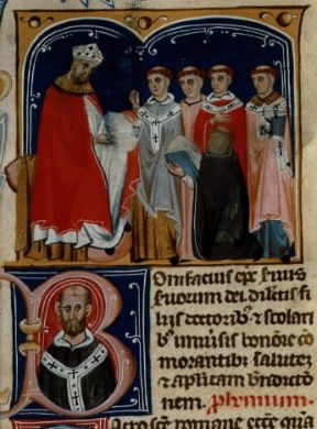 Bonifacio VIII. Miniatura del sec. XIII, raffigurante Papa Bonifacio VIII. De Agostini Picture Library/A. Dagli Orti