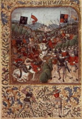 Azincourt. La disfatta francese in una miniatura del sec. XV (Londra, Victoria and Albert Museum).De Agostini Picture Library