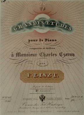 Franz Liszt. Frontespizio dei 24 Grandi studi dedicati a C. Czerny (Vienna, SocietÃ  Amici della Musica).De Agostini Picture Library/ A. Dagli Orti