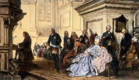 Johann Sebastian Bach suona per Federico II di Prussia.Bildarchiv Preussischen Kulturbesitz