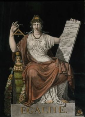 Allegoria. La raffigurazione dell'Uguaglianza con in mano la Dichiarazione dei diritti dell'uomo (Montreuil, Museo della Storia Viva).De Agostini Picture Library/G. Dagli Orti