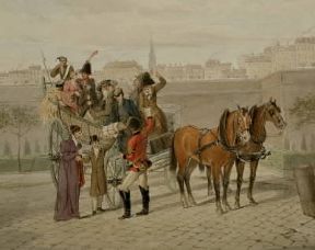 Carro da trasporto della fine del Settecento in un acquerello dell'epoca.De Agostini Picture Library/ A. Dagli Orti