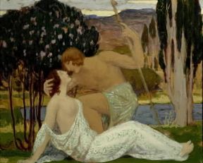 Longo Sofista. Dafni e Cloe, protagonisti di un romanzo dello scrittore greco, in un dipinto di G. Deluc (1913; Montfort-L'Amaury, MusÃ©e M. Ravel).De Agostini Picture Library/G. Dagli Orti