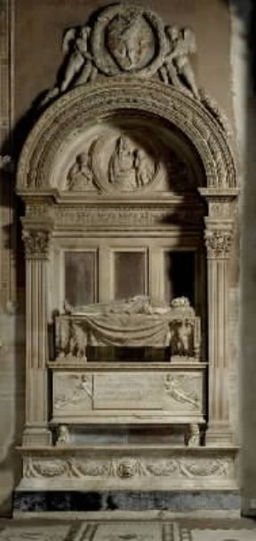 Leonardo Bruni, detto Leonardo Aretino. Il monumento funebre dell'umanista aretino, opera di B. Rossellino (Firenze, S. Croce).De Agostini Picture Library/G. Nimatallah