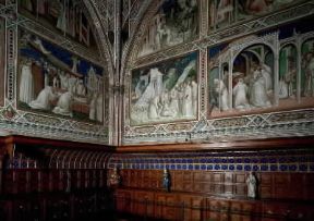 Toscana. Particolare degli affreschi di Spinello Aretino nella sacrestia della chiesa di S. Miniato a Firenze.De Agostini Picture Library/G. Nimatallah