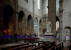 Toscana. Particolare dell'interno della chiesa di S. Croce a Firenze, uno dei maggiori monumenti gotici della cittÃ .De Agostini Picture Library