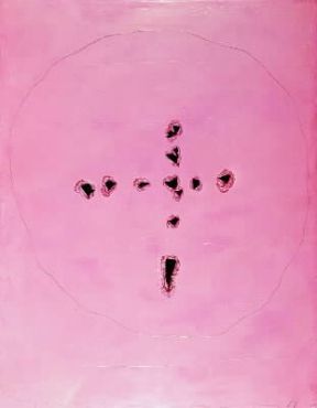 Lucio Fontana. Concetto spaziale, 1960-61 (Comabbio, Collezione Fontana).De Agostini Picture Library/L. CarrÃ 