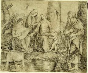 Incisione . La Vergine col Bambino e Santi di Jacopo De' Barbari (Firenze, Uffizi, Gabinetto dei Disegni e delle Stampe).De Agostini Picture Library/G. Nimatallah