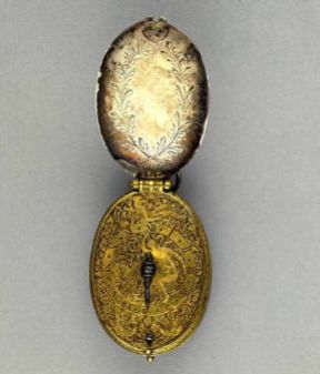 Orologio inglese in ottone del 1640 ca. (Londra, Victoria and Albert Museum).De Agostini Picture Library/Douglas Menzies