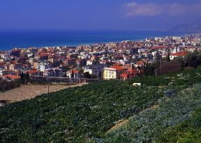 Riviera di Ponente. Veduta di Bordighera. De Agostini Picture Library / G. P.Cavallero