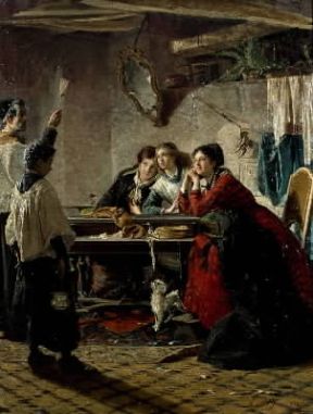 Pittura di genere. La benedizione delle case di MosÃ¨ Bianchi (Milano, Pinacoteca di Brera).De Agostini Picture Library/U. Marzani