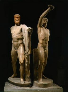 Armodio. Armodio e Aristogitone nel gruppo marmoreo dei Tirannicidi , copia romana dall'originale greco in bronzo (Napoli, Museo Archeologico Nazionale).De Agostini Picture Library/G. Dagli Orti