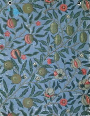 Arts and Crafts. Carta da parati in cui Morris (1864) ha usato come decorazioni frutta e melograni (Londra, Victoria and Albert Museum).De Agostini Picture Library