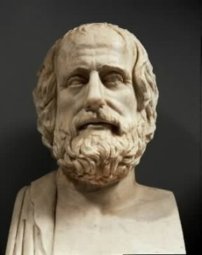 Ellenismo. Busto-ritratto di Euripide, copia romana di originale greco (Roma, Musei Capitolini).De Agostini Picture Library/G. Dagli Orti