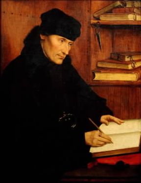 Erasmo da Rotterdam in un ritratto di Q. Metsys (Roma, Galleria Nazionale di Arte Antica). De Agostini Picture Library/G. Dagli Orti