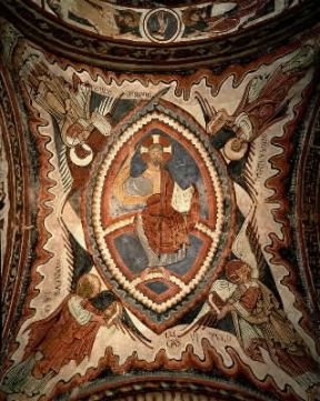 Evangelista. Rappresentazione di Cristo con i quattro Evangelisti (sec. XII) in un particolare degli affreschi del PanteÃ³n de los Reyes nella chiesa di S. Isidoro a LeÃ³n (Spagna).De Agostini Picture Library/A. Dagli Orti