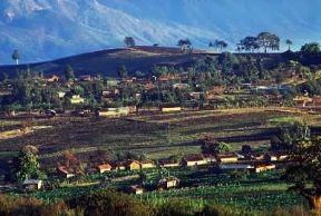 Tanzania. Paesaggio rurale nei pressi di Mbeya.De Agostini Picture Library/S. Vannini