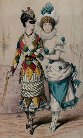 Carnevale. Costumi carnascialeschi del sec. XIX (Parigi, MusÃ©e des Arts DÃ©coratifs).De Agostini Picture Library/G. Dagli Orti