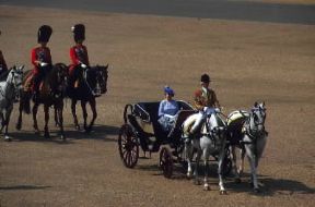 Elisabetta II , sovrana del Regno Unito, durante una cerimonia.De Agostini Picture Library/G. Wright