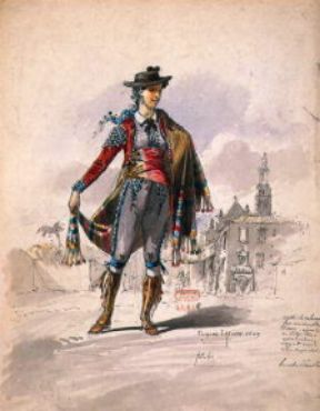 Ludwig van Beethoven. Bozzetto di costume per Leonora nell'opera Fidelio.De Agostini Picture Library