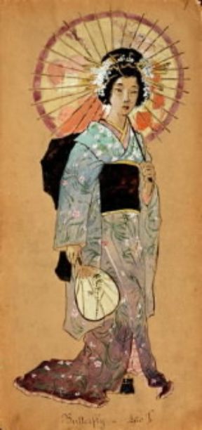 Madama Butterfly. Bozzetto per il costume della protagonista dell'opera pucciniana (Milano, Museo Teatrale alla Scala).De Agostini Picture Library/A. Dagli Orti